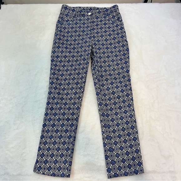 Jude Connally Womens Lucia Crop Stretch Knit Pants Blue Geometric Size Small - Picture 3 of 15